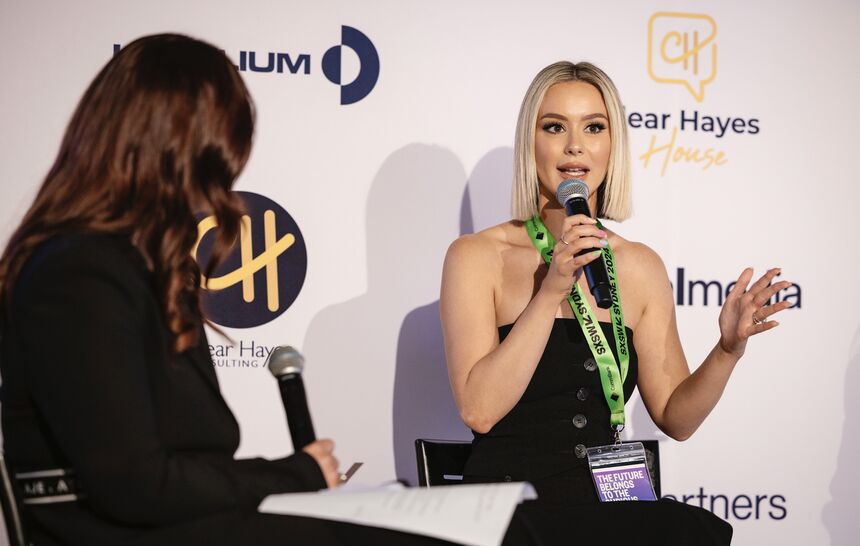 Lauren Meisner on a panel at SXSW Sydney